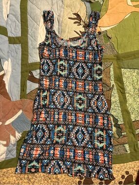 Eclipse Aztec-Print Tank Top in Blue, Orange & Black